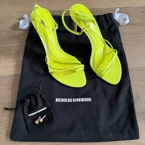 Nicholas Kirkwood Vibrant Citrus Yellow Lime Women 36.5 Italy Stiletto Strappy